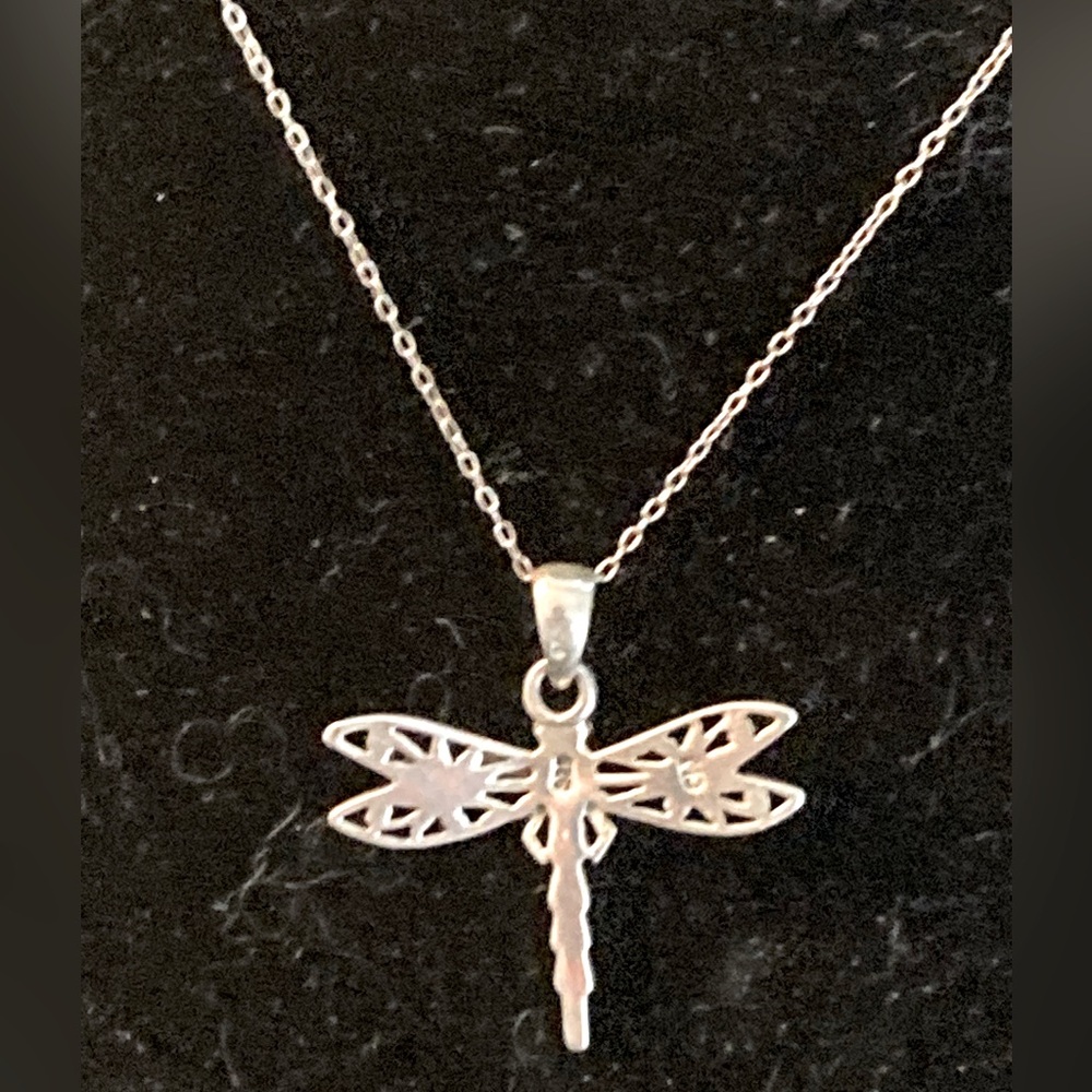 Dragonfly necklace, sterling silver
